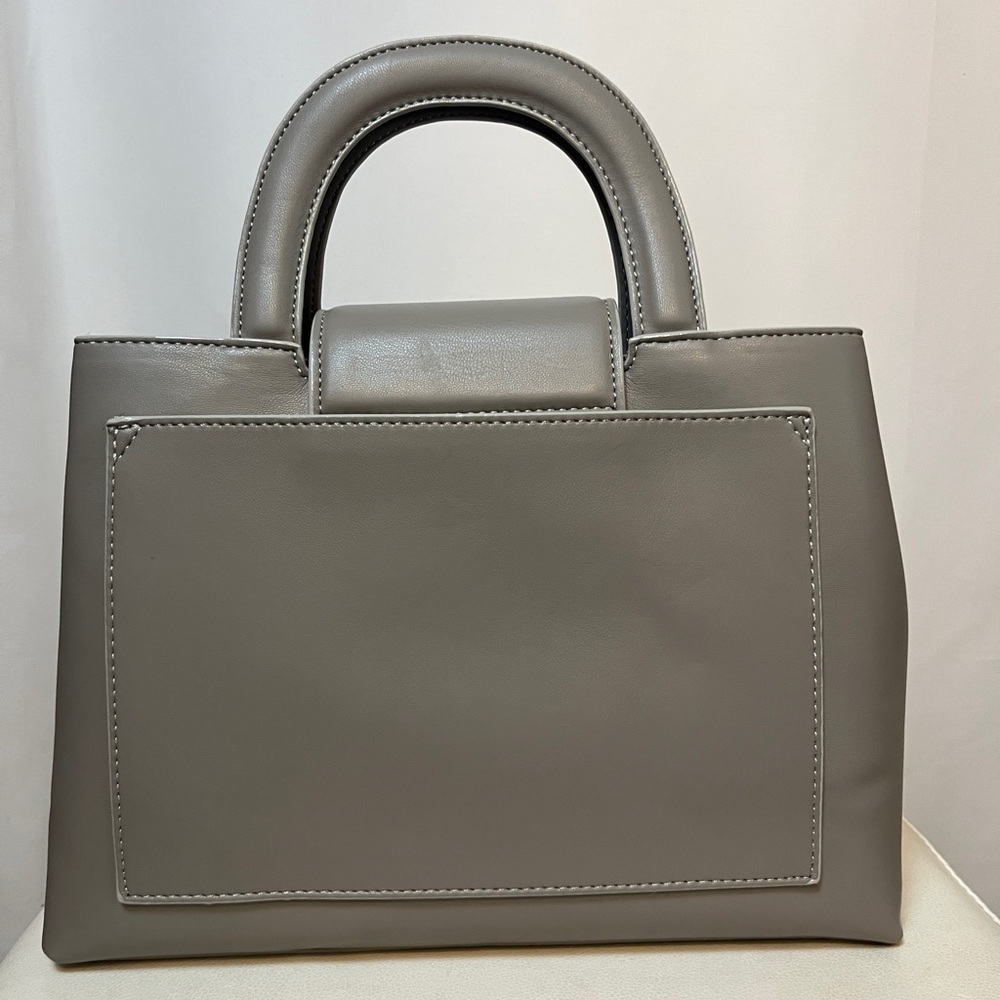 NWOT. House of Want Snack Top Handle Vegan Leather Satchel in Stone Grey. - Picture 2 of 5